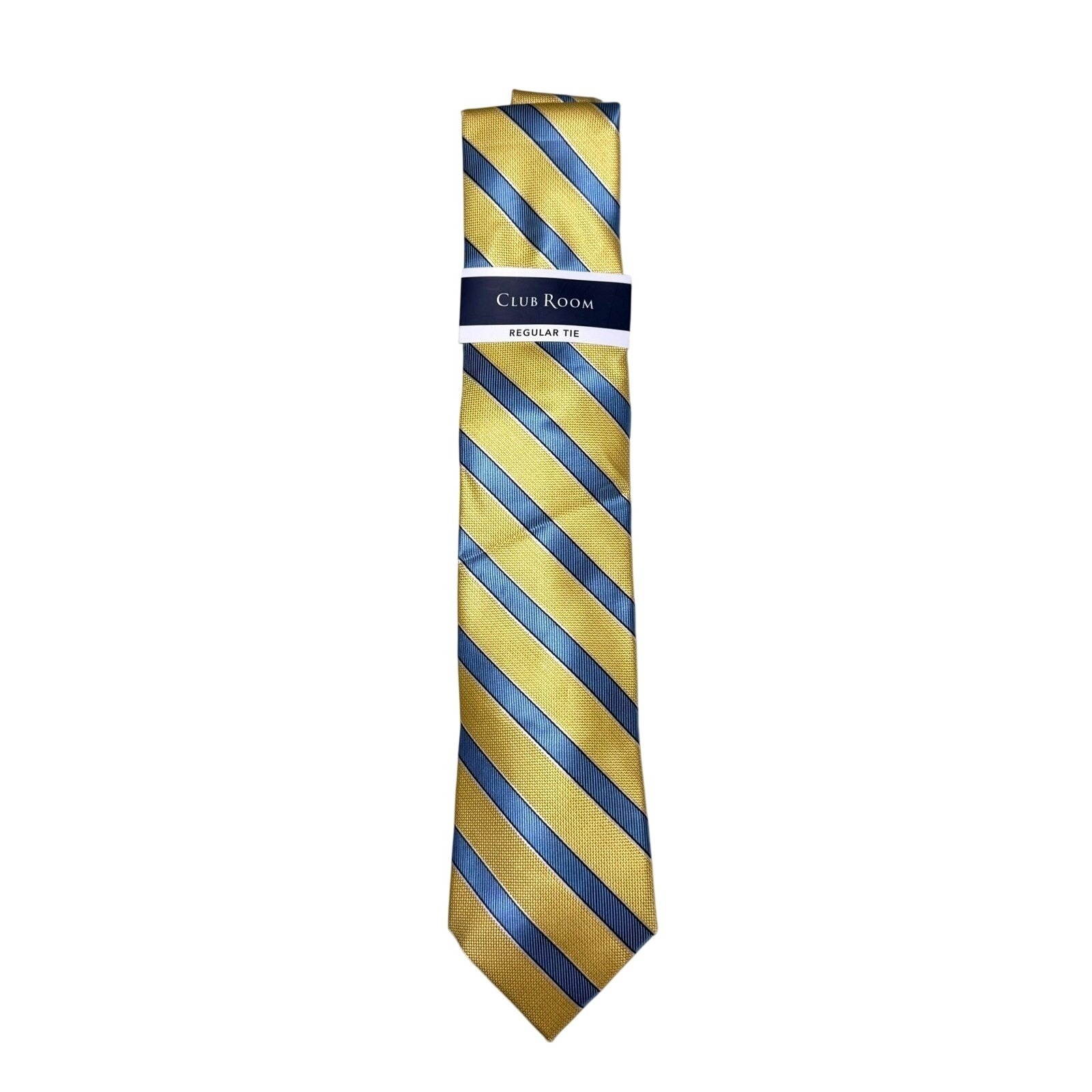 Club Room Regular Tie Yellow Blue Stripe Classic Necktie Men Formal